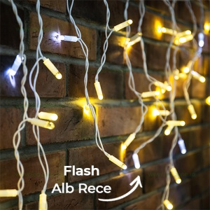 Instalatie LED Perdea Turturi Flash 3x1m 120 LED 8mm Fir Alb - Img 2