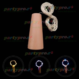 Instalatie Pom 30 Miniled-uri 1 Fir Cupru 3m cu Baterii - Dop Sticla