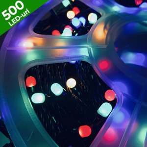 Instalatie Pom Craciun 500 LED-uri Diverse Culori Fir Negru LZ01 - Img 1