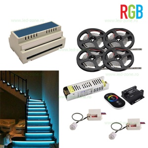 Kit Banda LED RGB Iluminat Inteligent Trepte