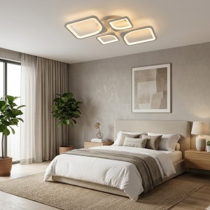 Lustra LED 100W Alba 3 Functii Dimabila cu Telecomanda LZ6604-2+2