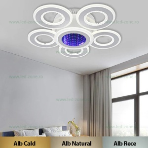 Lustra LED 130W 3 Functii Dimabila cu Telecomanda LZR9020-5+1 - Img 1