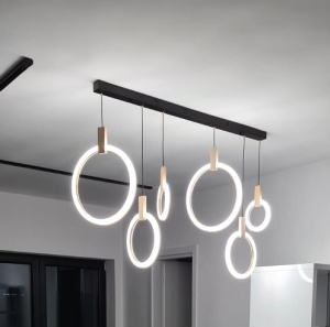 Lustra LED 160W 6 Inele Dimabila cu Telecomanda 3 Functii LZ5821