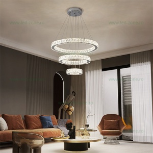 Lustra LED 184W Dimabila 3 Functii cu Telecomanda Cristal LZ9050-600 - Img 1