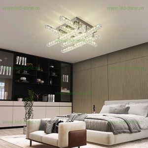 Lustra LED 96W Dimabila 3 Functii cu Telecomanda Cristal LZ1106-6 - Img 2