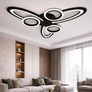 Lustra LED 96W Neagra 3 Functii Dimabila cu Telecomanda LZ9185/3+3