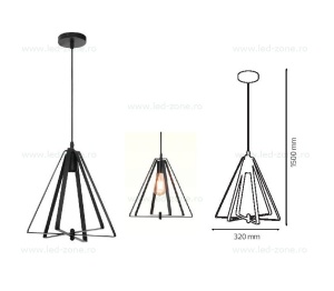 Pendul Soclu E27 Vintage Negru LZ012M - Img 3