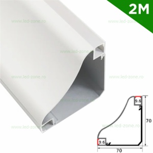 Profil Aluminiu Aplicat 90 Grade Iluminare Dubla 3M 9.6MM - Img 1