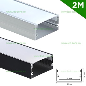 Profil Aluminiu Aplicat Dispersor Mat 2M 31MM - Img 1