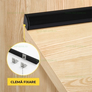 Profil Aluminiu Aplicat Negru 90 Grade Dispersor Negru Convex 2M 12MM
