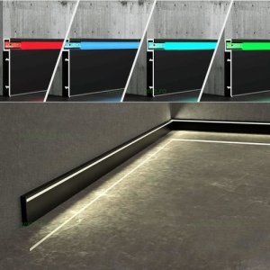 Profil Aluminiu Aplicat Negru Dispersor Alb 2M 14.3MM Plinta - Img 5
