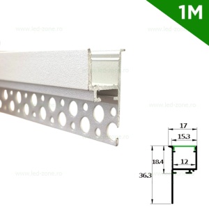 Profil Aluminiu Incastrat Sub Tencuiala 1M 12MM LZ5883 - Img 3