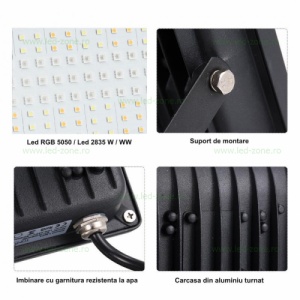 Proiector LED 100W RGB+CCT Smart Bluetooth cu Telecomanda - Img 4