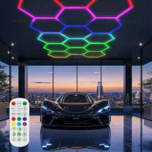Set 14 Hexagoane LED Honeycomb RGB Digitale Tuburi 440mm - Img 4