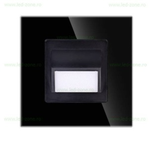 Spot LED 1.5W Patrat Negru Trepte Sticla