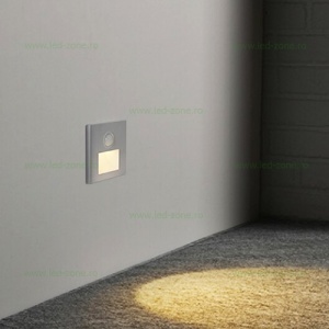 Spot LED 2W Patrat Alb Trepte Senzor