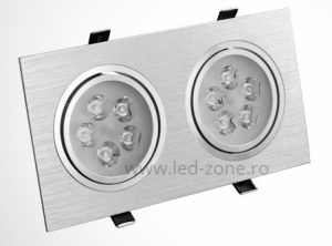 Spot LED 2x5W Dreptunghiular Mobil Argintiu