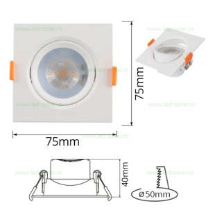 Spot LED 3W SMD Patrat Mobil Alb ABS - Img 2