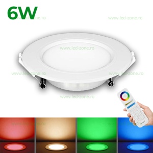 Spot LED 6W Rotund Alb Incastrat Smart RGBCCT IP54 - Img 1