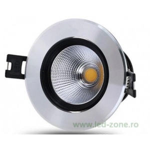 Spot LED 7W COB Rotund Mobil Argintiu - Negru