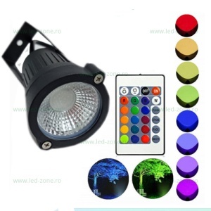 Spot LED Exterior 5W COB RGB Rotund 220V Montaj Gradina