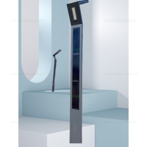 Stalp Iluminat LED 60W + 20W Ornamental Albastru 3M Solar - Img 3