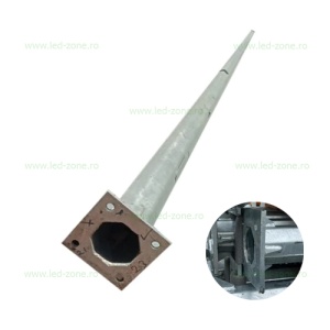 Stalp Iluminat Octogonal Galvanizat 14M cu Flansa 250/350 2B - Img 1