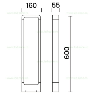 Stalp LED Gradina 7W Dreptunghiular 60cm - Img 4