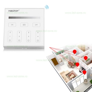 Telecomanda Monocrom 4 Zone MiLight RF Montaj Perete - Img 5
