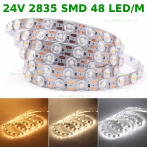 Banda LED 2835 48 SMD/ML Lupa 24V Rola 10m Diverse Culori - Img 1
