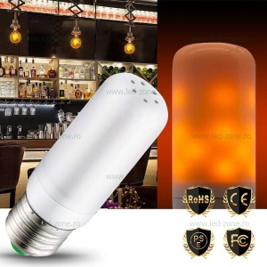 Bec LED E27 1.5W Cilindric Efect Flacara