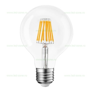 Bec LED E27 12W Filament Glob Clar G80 - Img 1