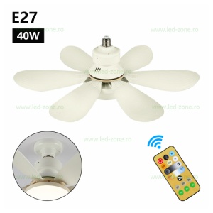 Bec LED E27 20W CCT Dimabil cu Ventilator si Telecomanda - Img 2