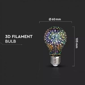 Bec LED E27 3W Glob 3D A60 - Img 2