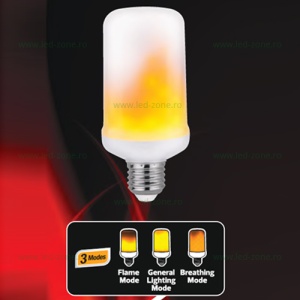 Bec LED E27 5W Efect Flacara FIREFLUX - Img 2