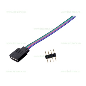 Conector Alimentare 4 Pini Banda LED SMD 5050 12V RGB - Img 2