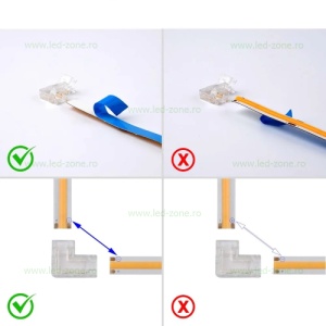 Conector Imbinare 2 Contacte Unghi 90 Banda LED COB 8mm Interior - Img 3