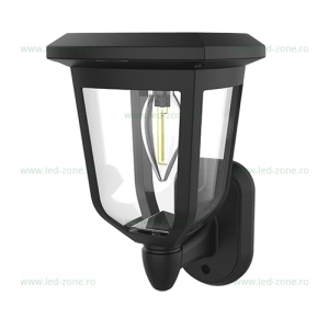 Felinar Iluminat Exterior 0.3W Perete Negru Solar LZ23405 - Img 2