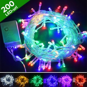 Instalatie Pom Craciun 200 LED-uri Diverse Culori Fir Transparent - Img 1