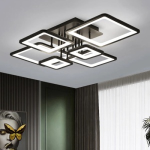 Lustra LED 228W Neagra 3 Functii Dimabila cu Telecomanda LZK002-6