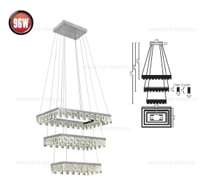 Lustra LED 96W 3 Segmente Model Cristal PANDORA - Img 3