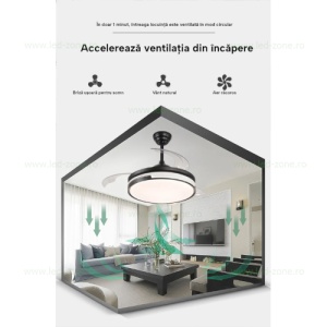 Lustra LED Rotunda cu Ventilator si Telecomanda LZ410YY Alb - Img 6