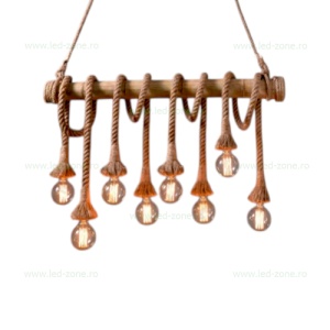 Lustra Rustic Bambus 8 Socluri E27