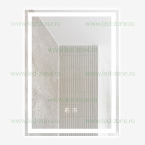 Oglinda Baie LED 60x45cm Touch Ceas Dezaburire LZJ132 - Img 2