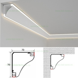 Profil Aluminiu Aplicat 90 Grade Iluminare Dubla 3M 9.6MM