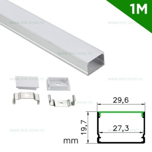 Profil Aluminiu Aplicat Dispersor Mat 1M 28.9MM - Img 1