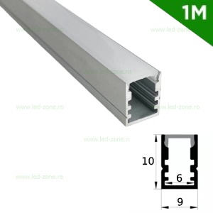 Profil Aluminiu Aplicat Dispersor Mat 1M 6MM - Img 1