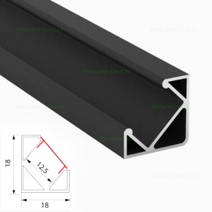Profil Aluminiu Aplicat Negru 90 Grade Dispersor Alb 2M 12.5MM - Img 2
