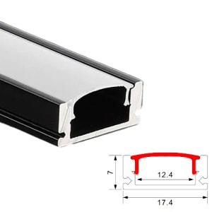 Profil Aluminiu Aplicat Negru Dispersor Alb 2M 12.4MM