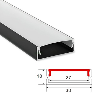 Profil Aluminiu Aplicat Negru Dispersor Alb 2M 27MM - Img 4